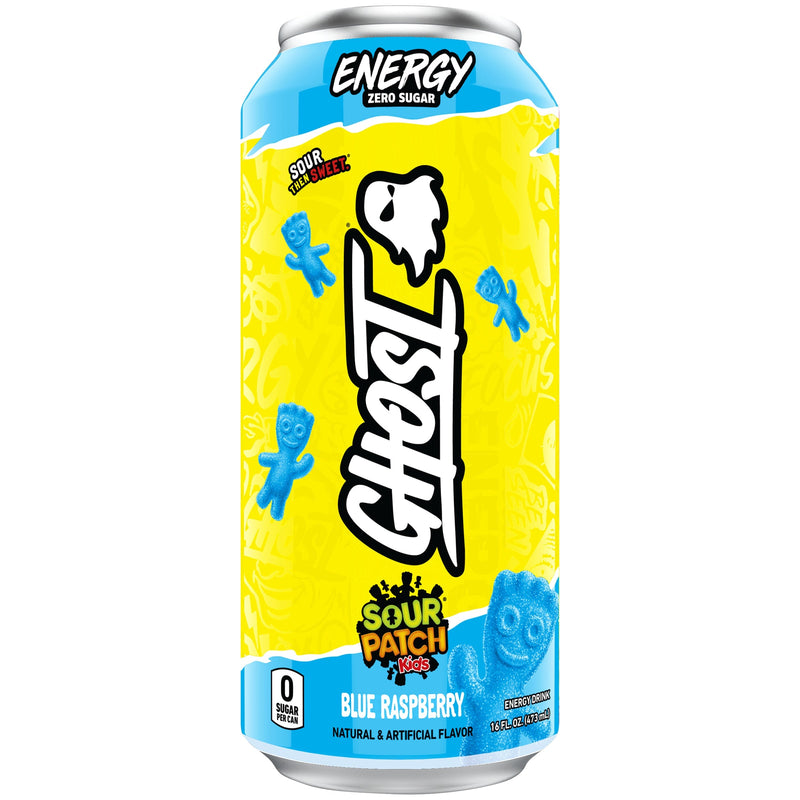 Ghost Sour Patch Kids Blue Raspberry 12 Pack (16 oz Cans)
