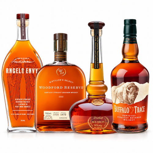 Buy Angel’s Envy, Woodford Reserve, Willett & Buffalo Trace 4-Bottle Bourbon Bundle Online -Craft City