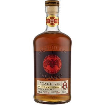 Buy Bacardi Aged Rum Rare Gold Reserva Ocho 8 Yr 80 W/ Gift Tube 750ML Online -Craft City