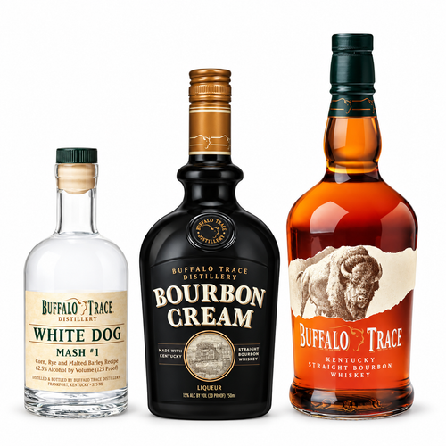 Buy Buffalo Trace Bourbon, Bourbon Cream & White Dog 3-Bottle Whiskey Bundle Online -Craft City