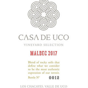 Buy Casa De Uco Malbec Vineyard Selection Los Chacayes 2017 750ML Online -Craft City
