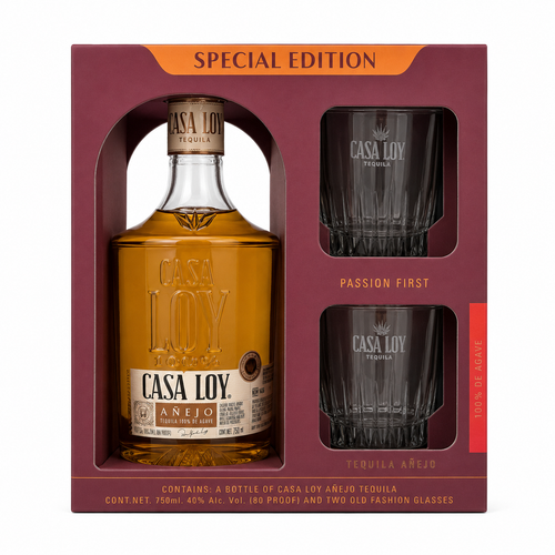 Buy Casa Loy Añejo Tequila Gift Set with 2 Glasses Online -Craft City