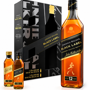 Johnnie Walker Black Label 12 Year Gift Pack with Double Black and Gold Minis