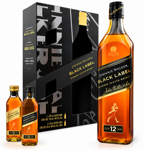 Buy Johnnie Walker Black Label 12 Year Gift Pack with Double Black and Gold Minis Online -Craft City