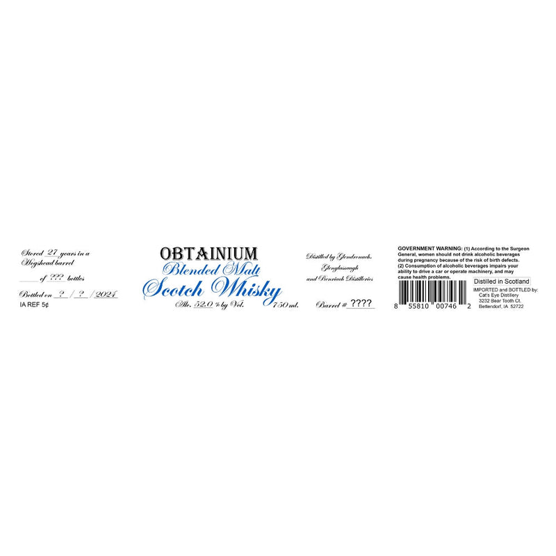 Buy Obtainium 27 Year Old Blended Malt Scotch Online – Booze City
