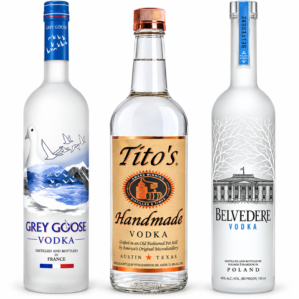Buy Tito’s, Grey Goose & Belvedere Vodka Bundle – 3PK Online -Craft City